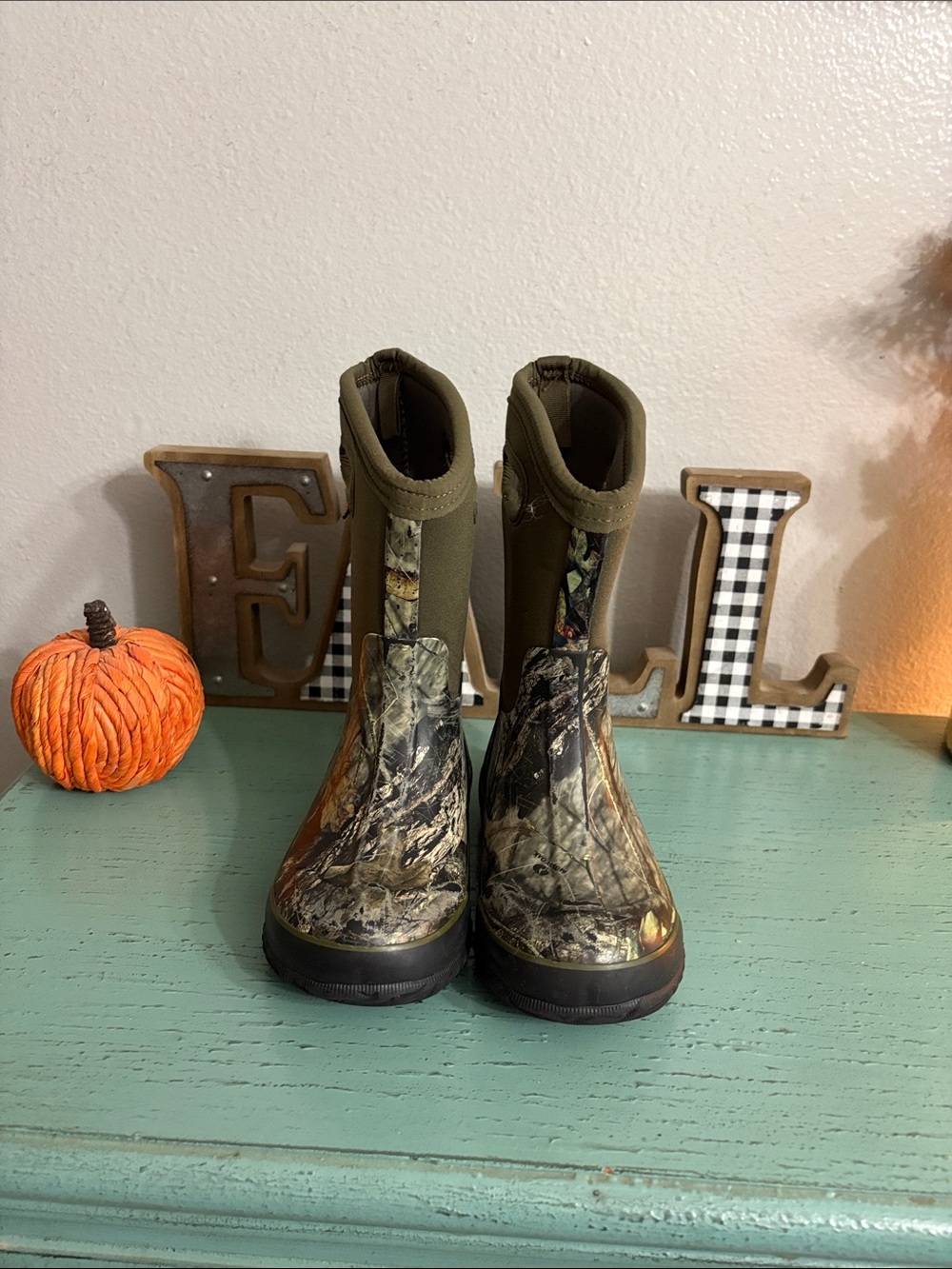 Bogs Kids Olive Green Camo Waterproof Pull-On Boots